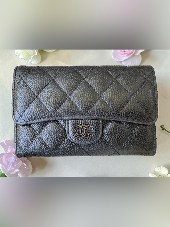 CHANEL Handbags - CHANEL Quilted Caviar Leather Wallet - Black Medium Size Full Inclusion COA